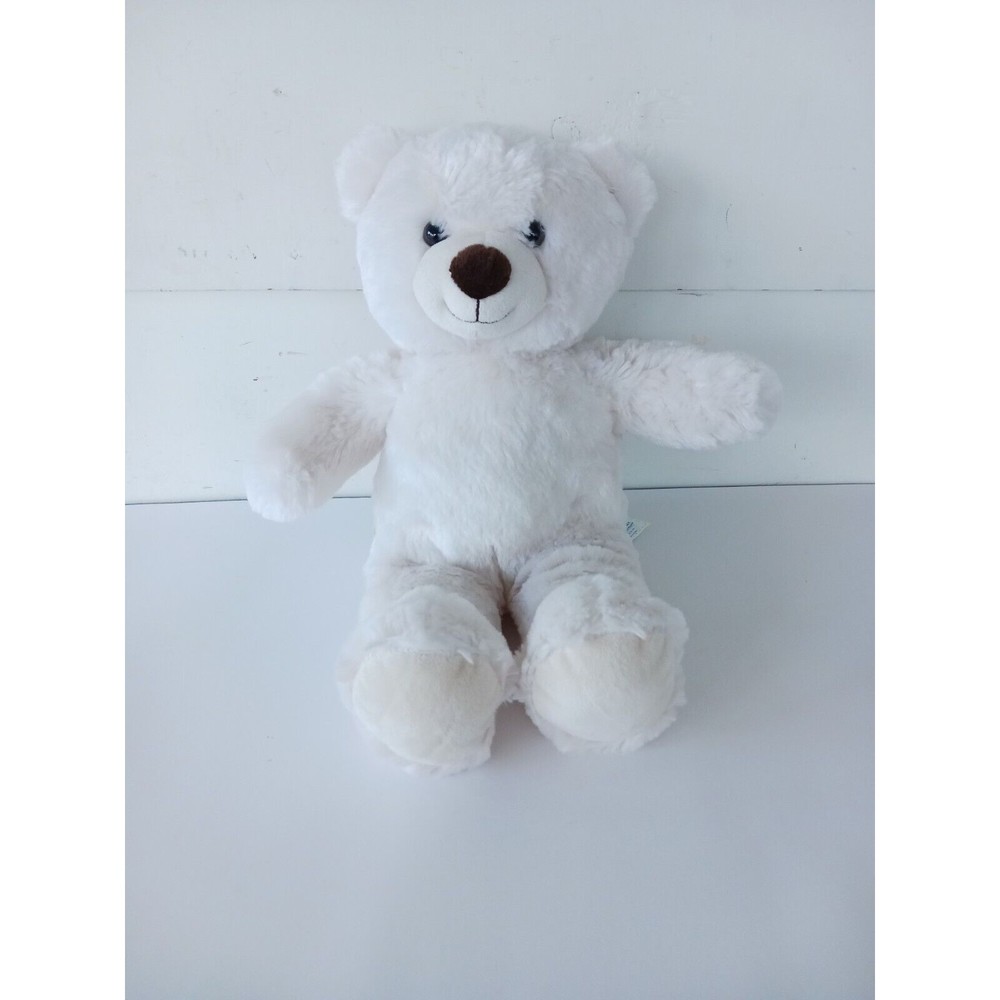 BUILD A BEAR White Teddy Bear Fluffy Soft Plush Stuffed Animal 16" Toy